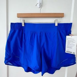 lululemon Hotty Hot High Rise Lined Short in color Cerulean Blue